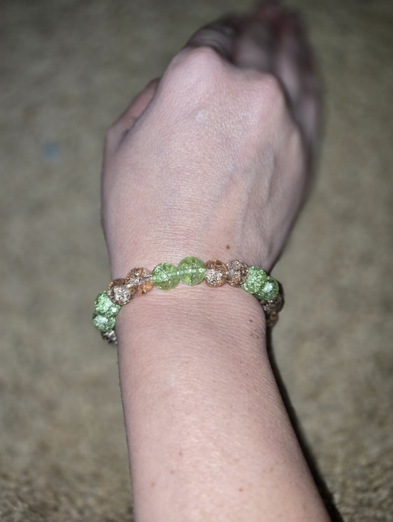 Hand Crafted Jewelry - Handcrafted Beaded Bracelet • Green & Gold Sparkle Beads • Giftable 299
